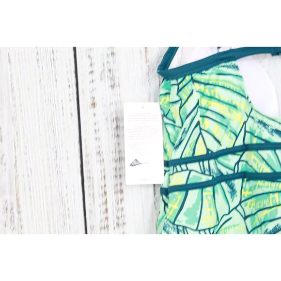 LL Bean Green Beach Glass Tropical Leaves Patterned Tankini Top Size 4 - Picture 7 of 9